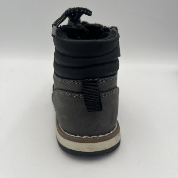 Size 10 Little Kid Childrens Place Boots Gray Suede Lace Up - Picture 4 of 12